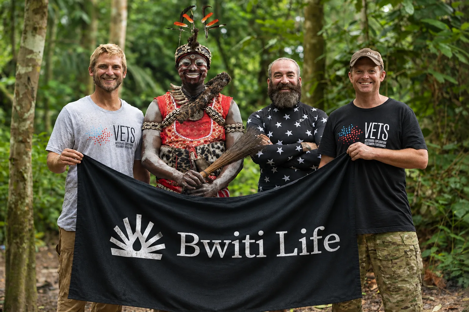 Cory Poolman with the group during the Bwiti House training in Gabon